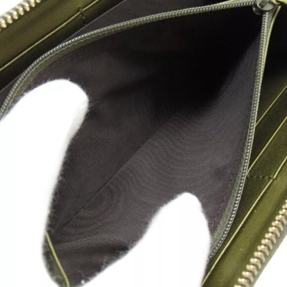 Auth GUCCI Micro Gucci Shima Zip Around long wallet khaki leather - Picture 15 of 16